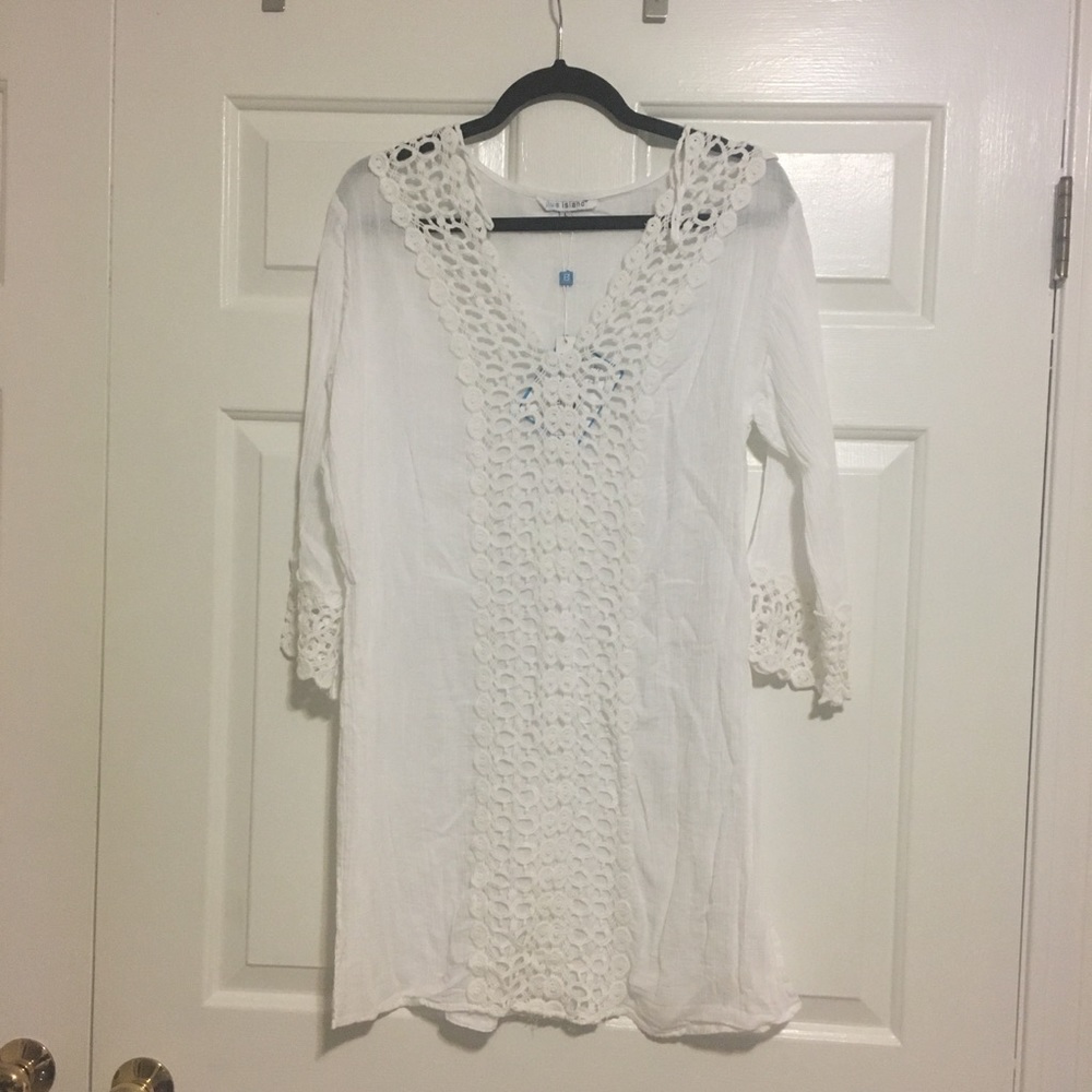 White Crochet Trim Tunic